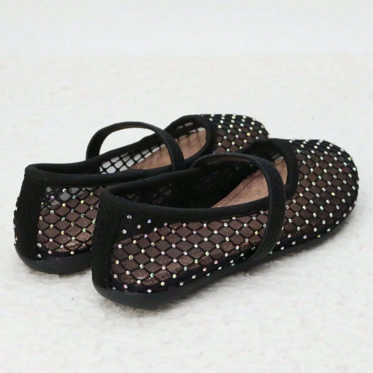 Mesh Breathable Surface with Random Irregular Shiny Diamond Pattern Elastic Strap