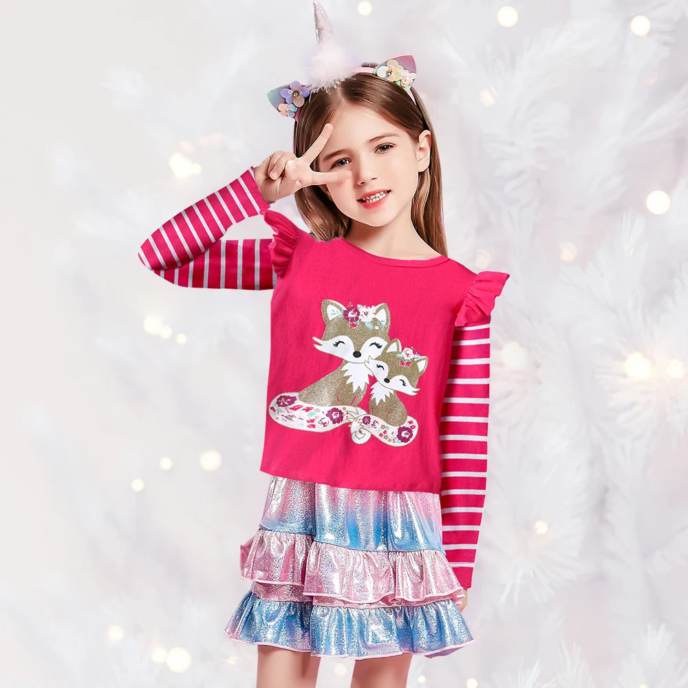 Esther Striped Ruffled Long Sleeve Top