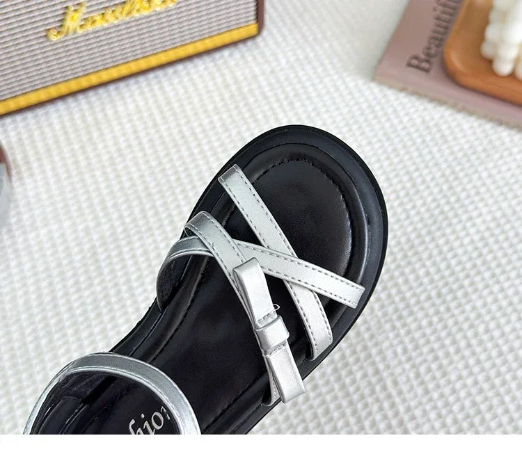 Girls Beach Shoes Bow-knot 2025 Summer Brand New Soft Open Toes Fashion Kids Sandals Princess Sweet Style Anti-slippery Shoes