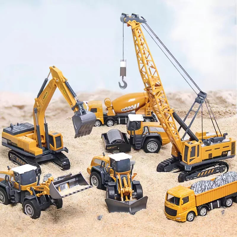 Engineering Vehicle Toys for Boys Alloy+Plastic Tractor Excavator Bulldozer Crane Truck Model Diecast Children Collection Gifts