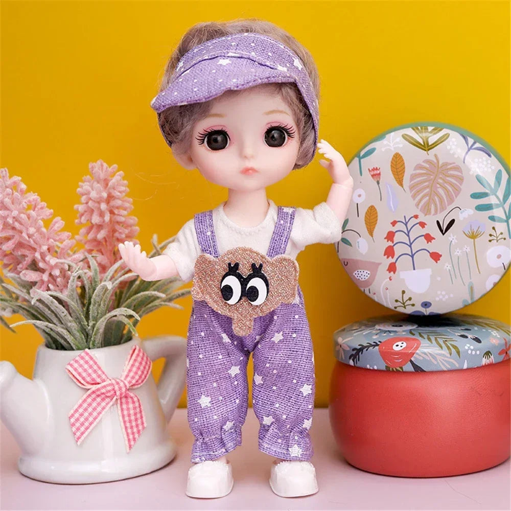 16cm 1/12 Girl Princess Doll BJD Doll with Clothes Shoes Movable 13 Joints Cute Sweet Face Child Gift DIY Dress Up Toys for Kids