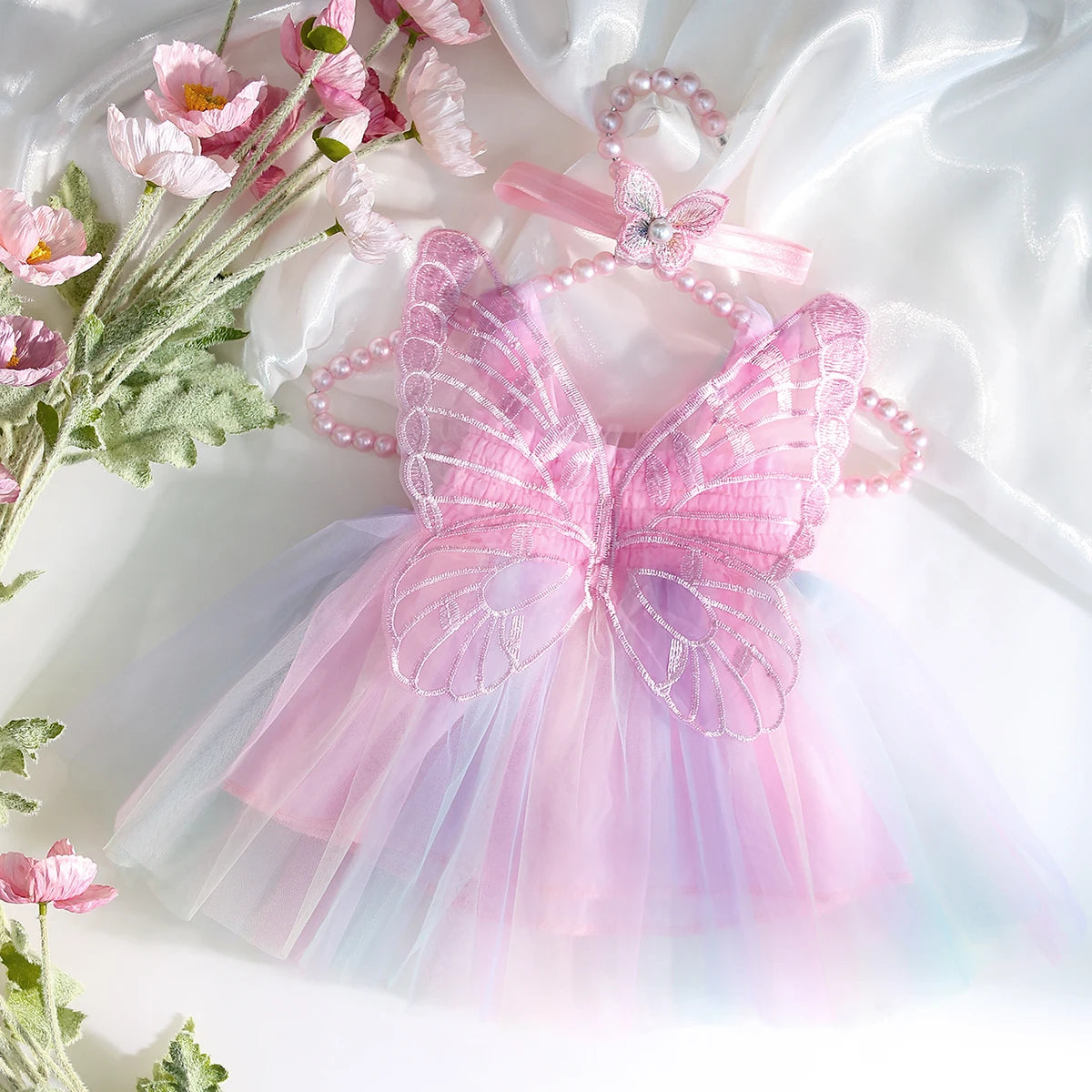 Brynn 2Pcs Newborn Girl Dress with Butterfly Wings