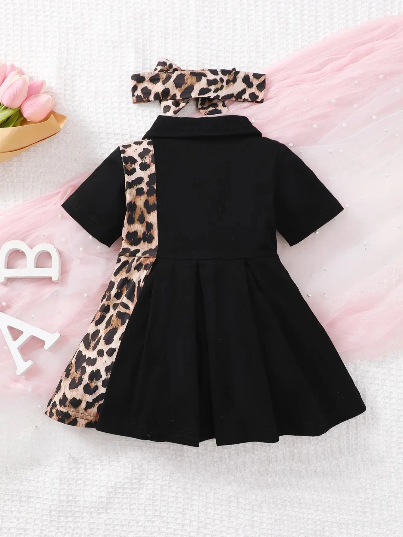 Kiarra Cute Baby Girls Summer Leopard Print Dress