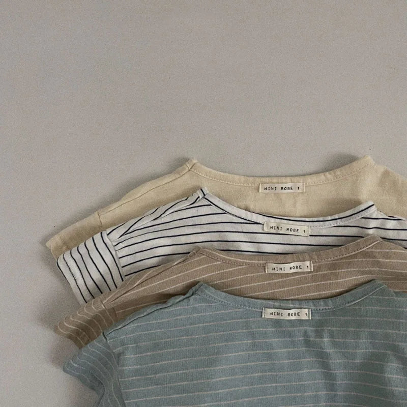 Mateo Striped Short Sleeved Tees - GuGuTon baby store - Baby Fashion - Toddlers Outfits - Babies Outfits - Toddler Clothes - Kids Clothing - Newborn Clothes - Newborn Wear - Kids Wear - Trending Clothes - Trending Outfits - Fall Fashion - Winter Fashion - Girls Clothes - Boys Clothes - Babies Wear - Kids Accessories - KidsWear - Summer Clothes - Summer Fashion - Summer Trend - Falls Sweaters - Tops - Bottom - Jeans - Blouse - Dresses - Newborn Dresses - Toys