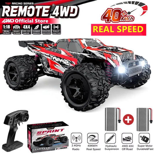 Remote Control Car 4X4 Off Road Monster Truck All Terrain RC Cars 40KPH High Speed 4WD Electric Vehicle Toy Gift for Kid Adult