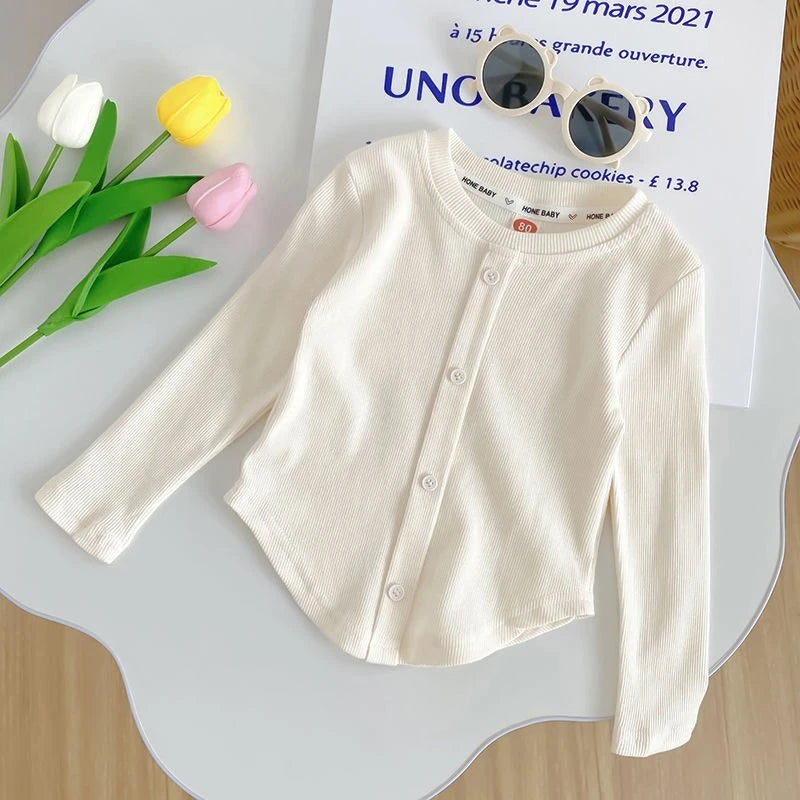 Lillith Cute Long Sleeve Solid Color Tops