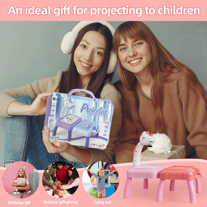 Drawing Projector for Kids, Mini Multi-Functional Writing Board Learning Drawing Educational Toys, Ideal Toy for 3+ Girls & Boys