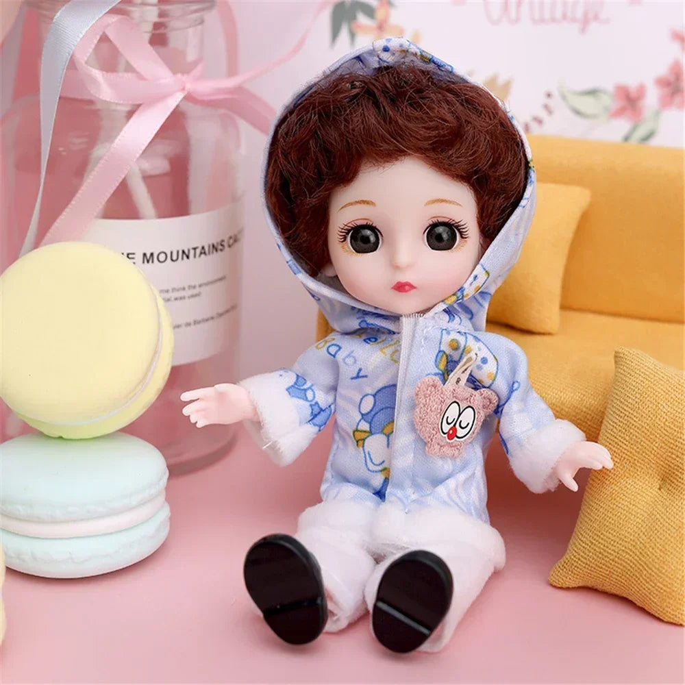 16cm 1/12 Girl Princess Doll BJD Doll with Clothes Shoes Movable 13 Joints Cute Sweet Face Child Gift DIY Dress Up Toys for Kids