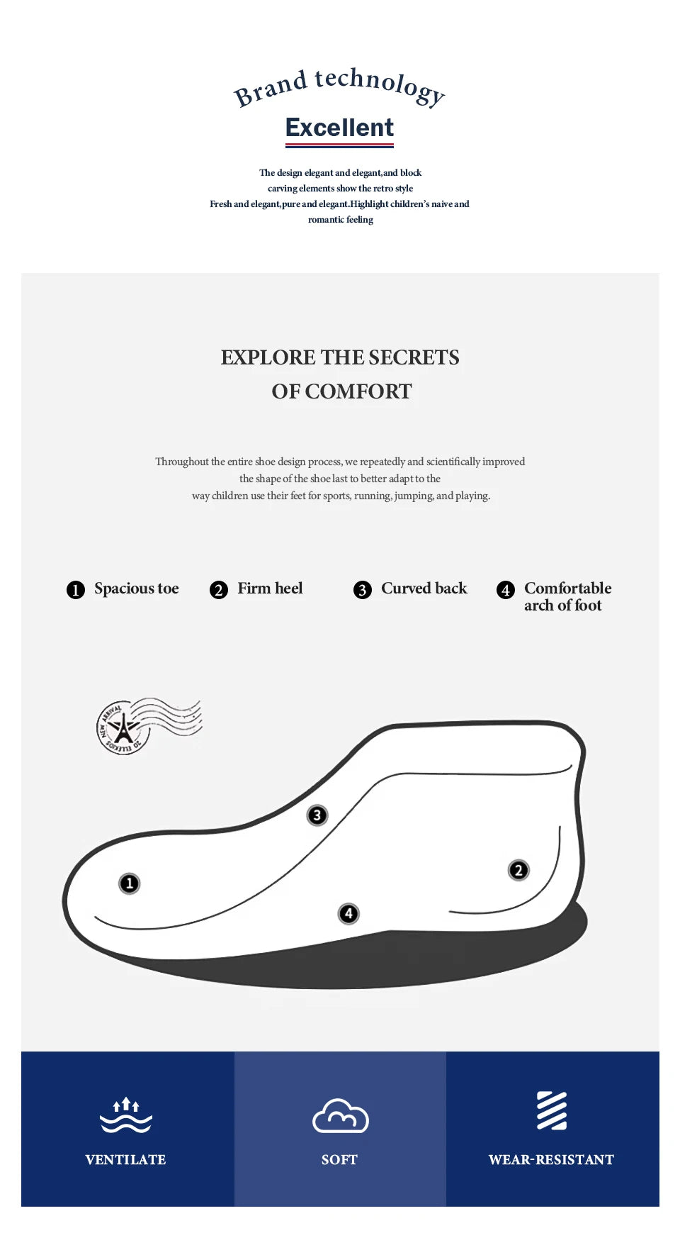 Soft Bottom School Shoes for Boys Middle School Student British Black