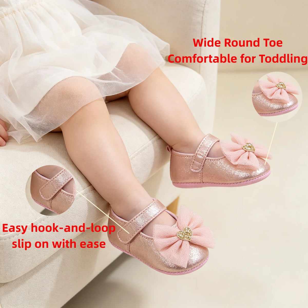 Baby Step Shoes Baby's First Pair of Toddler Shoes Baby Shoes Breathable Non-slip Girls Fashion Shoes Princess Lace Style