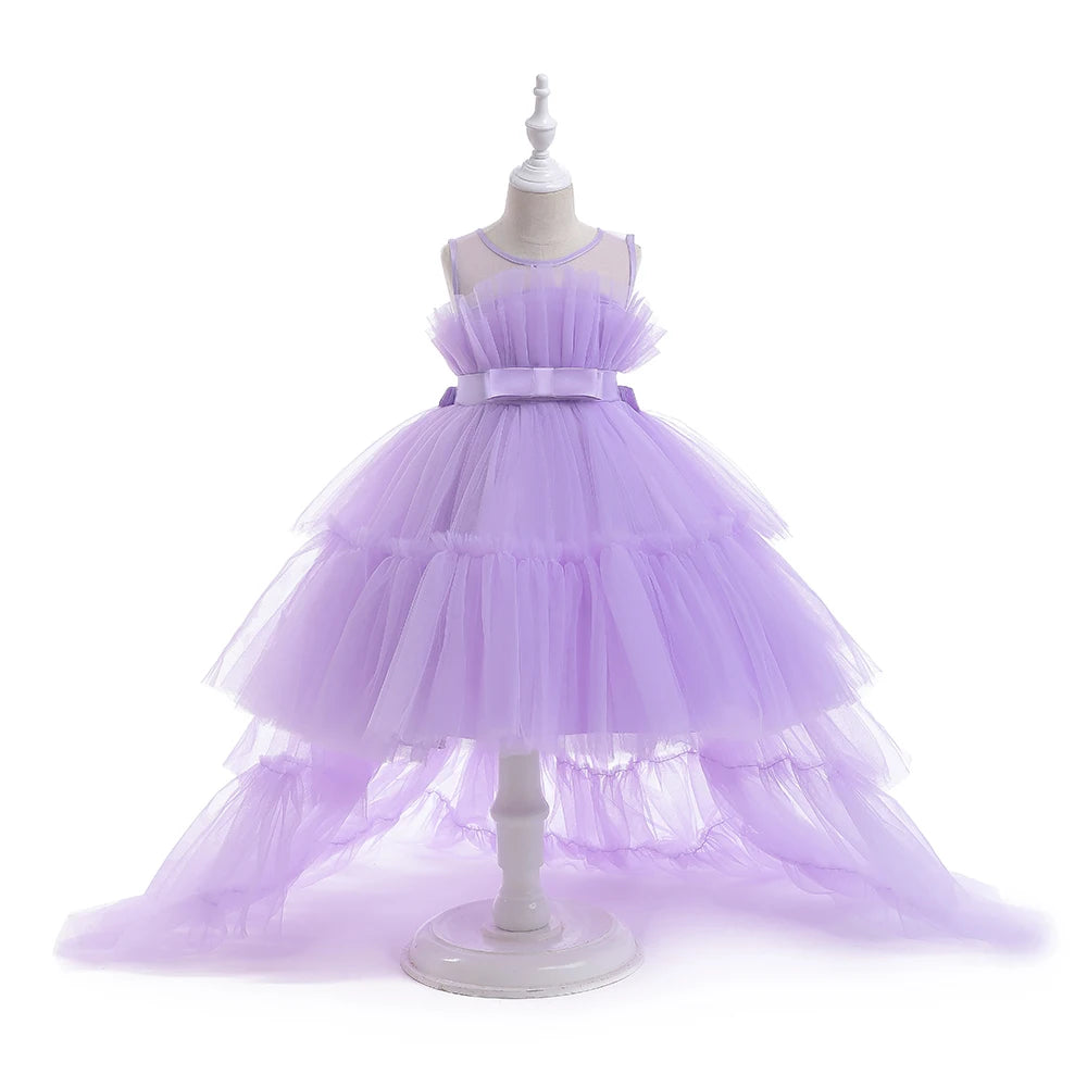 Summer Baptism Bridesmaids Party Baby Girls Dresses Tulle Trailing Wedding Birthday Princess Dress
