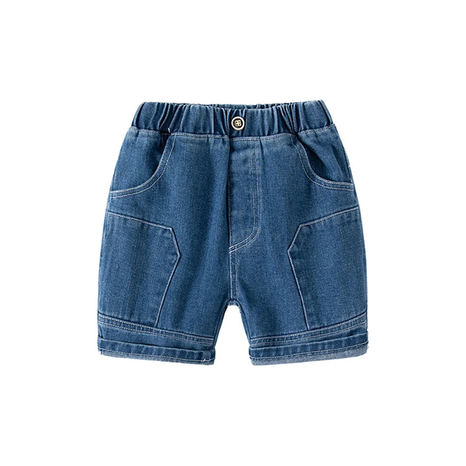Federico Boys Summer Jean Shorts Solid Color Fashion Elastic Waist