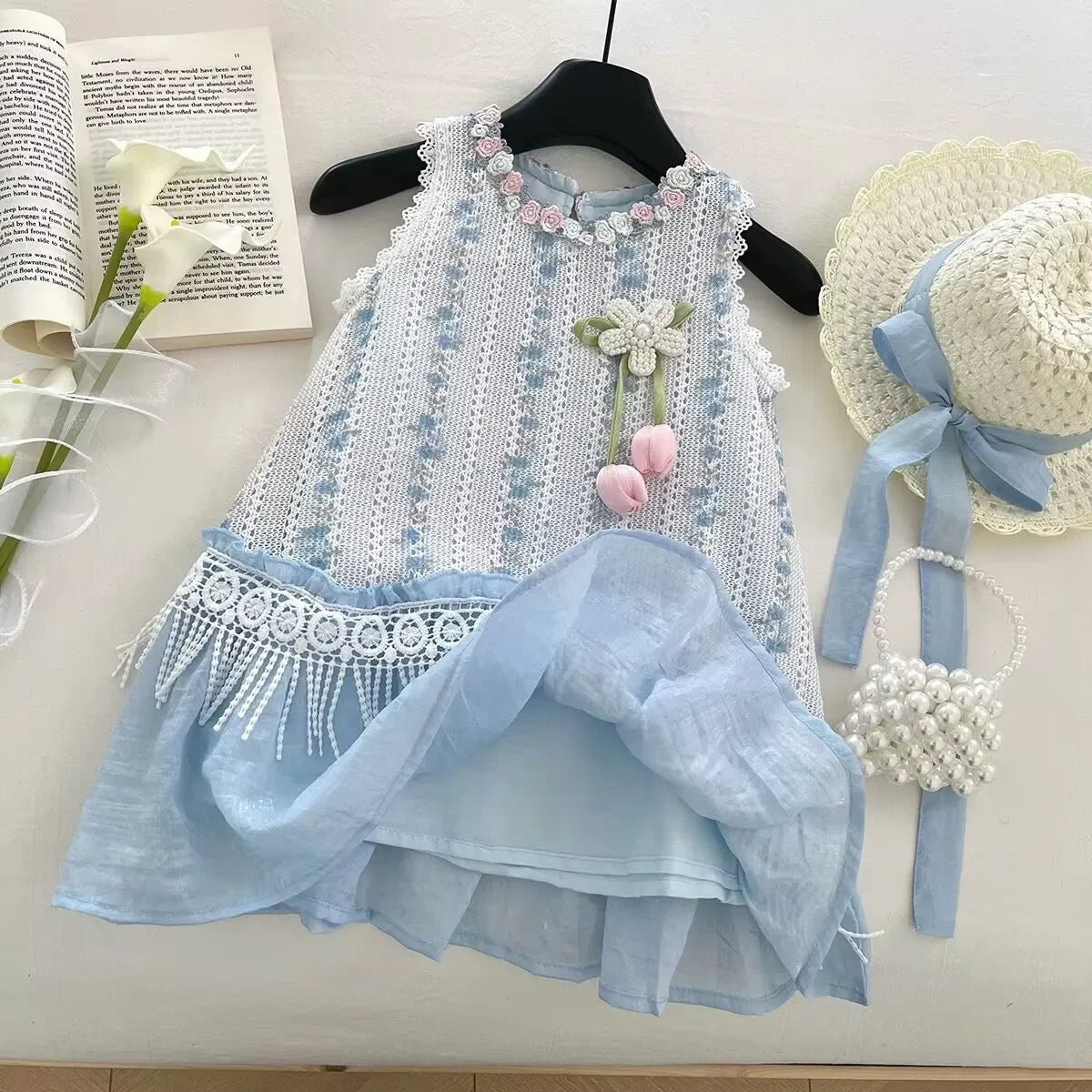Girls Casual Dresses Enchanted Lace Sundress - Princess Vacation Gown for Girls