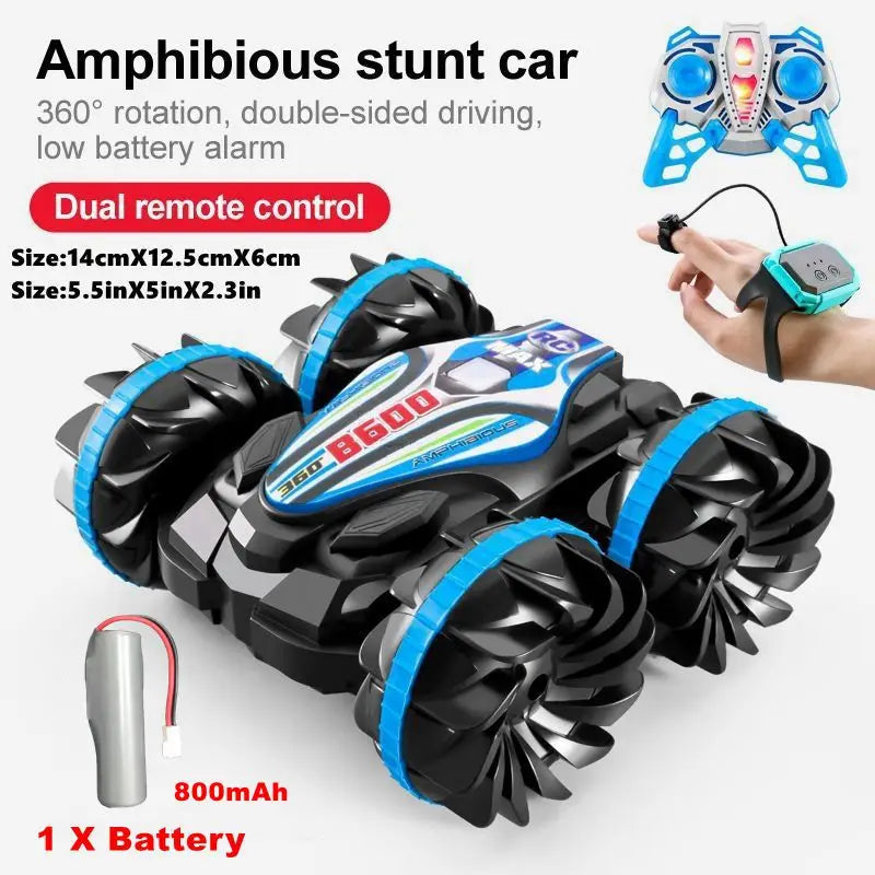 Amphibious RC Car Remote Control Stunt Car 4WD Drift Racing Off Road Waterproof 360° Rotation Stunt Crawler Vehicle Gift Boy Kid