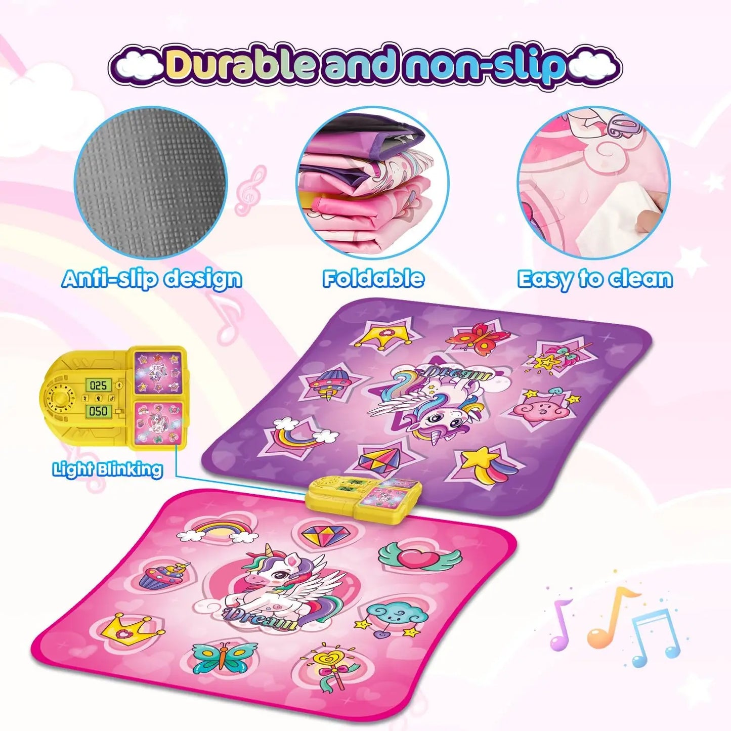 VATOS Unicorn Dance Mat x2 Toys for Girls 9-Level Dancing Game