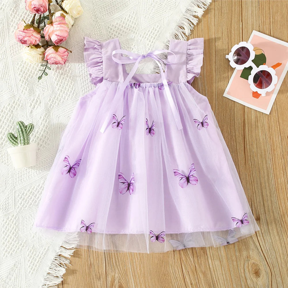 Summer Baby Girl Dress Girls Green Butterfly Mesh Princess Dress
