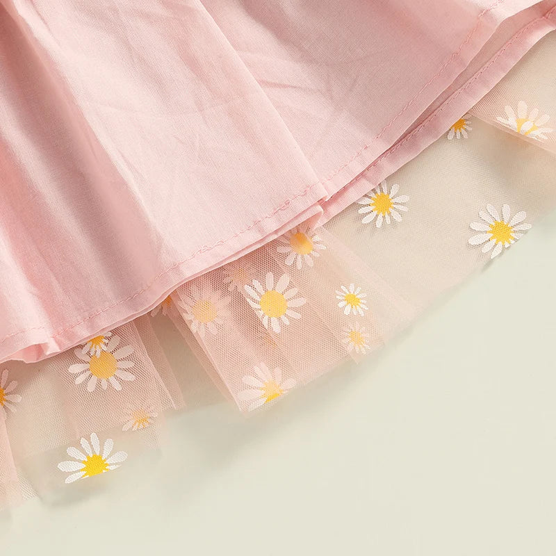 Toddler Dress Kids Girls Party 2023 Summer Sleeveless Daisy Floral Tutu Dress