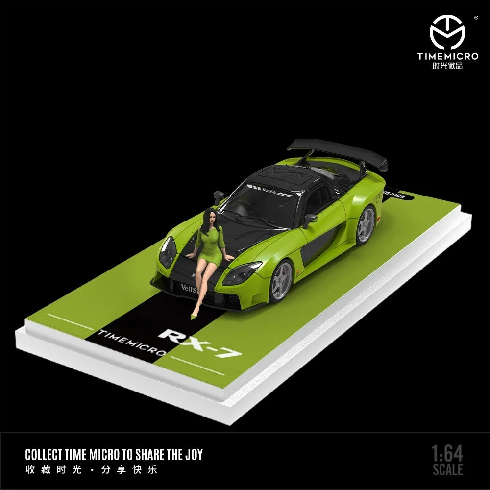 TimeMicro 1:64 RX-7 Veilside wide-body version orange/green/blue alloy car model