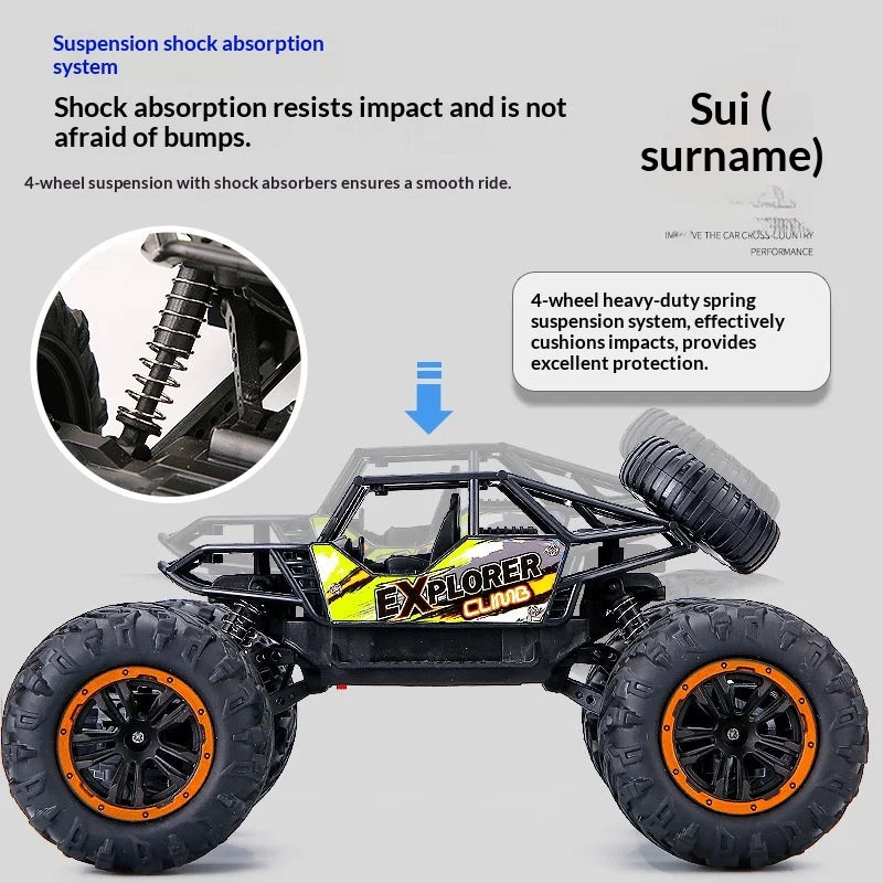 Large Size 2.4g Remote Control Monster Truck 4wd Professional High Speed Rechargeable Off Road Climbing Car Toy For Boys Kids
