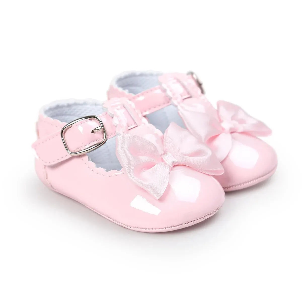 Meckior Baby Girls Shoes Classic Bowknot Rubber Sole Anti-slip PU Girls Dress Shoes
