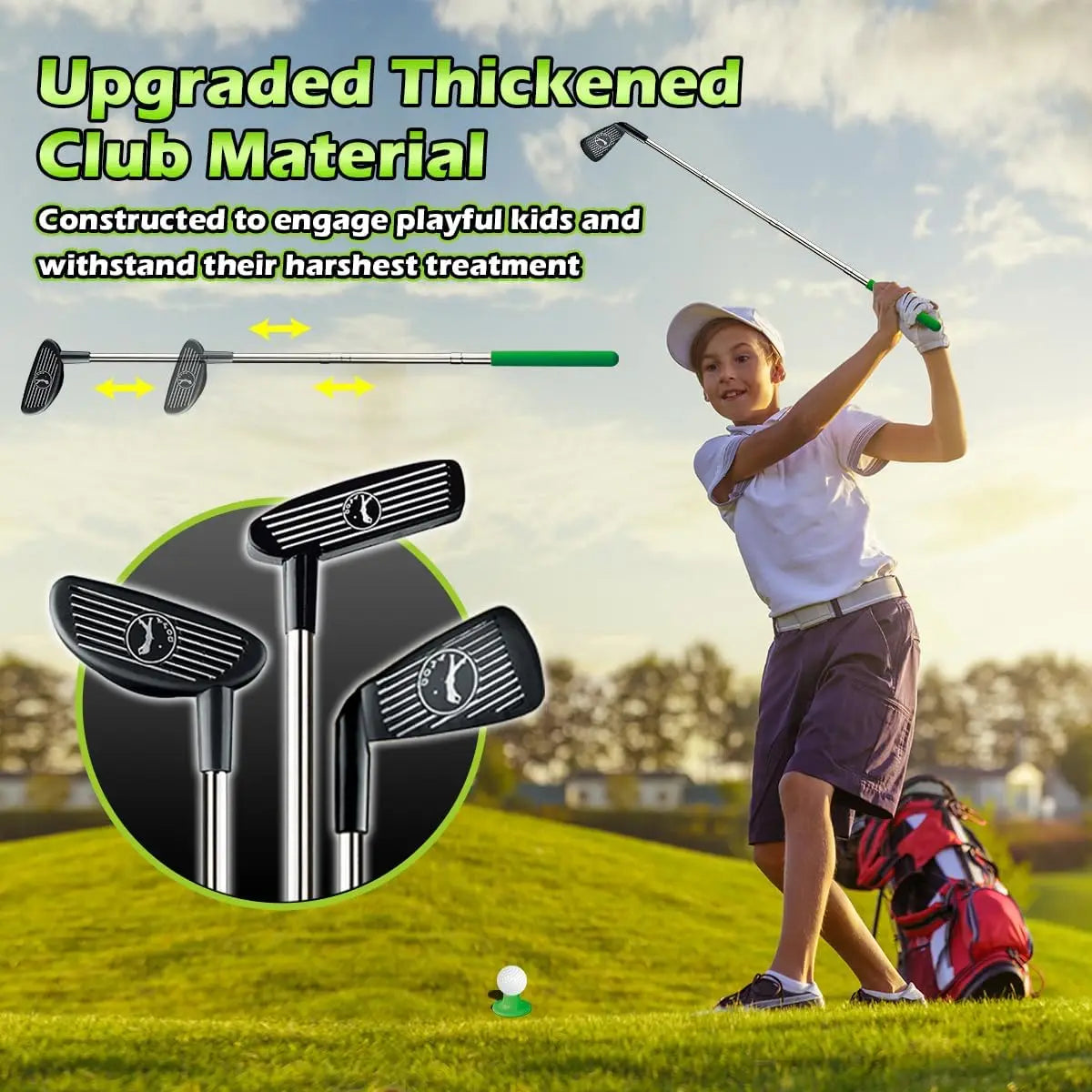 Kids Toy Golf Set Auto Returner Night Light Golf Balls Mat Toddler Mini Golf Game