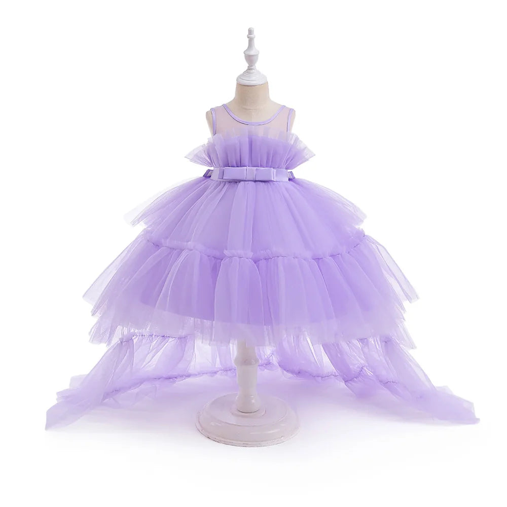 Summer Baptism Bridesmaids Party Baby Girls Dresses Tulle Trailing Wedding Birthday Princess Dress