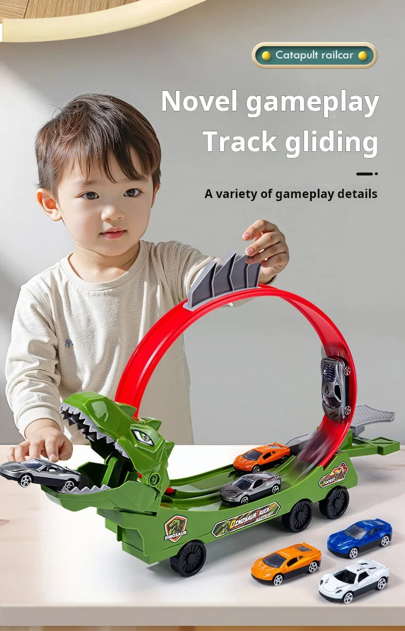 Dinosaur Track Car Sliding Railway Toy Shark  DIY Vehicles Educational Toys