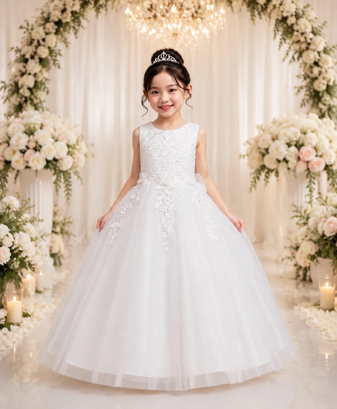4-12 Years Old Flower Girl Dress Elegant Girl Birthday Party Dress Tulle Embroidered Girl Prom Evening Dress