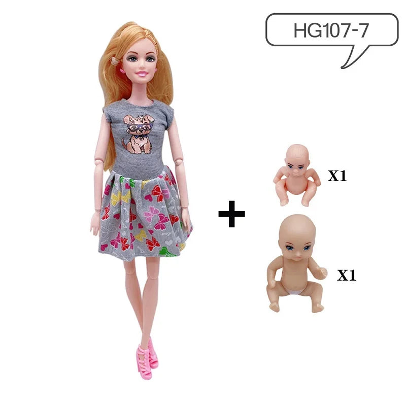 Hot Sale 11.5 Inches Pregnant Doll Mom Have 2Pcs Baby in Her Tummy with 1Pc Clothes Educational Dolls Girl Toy for Girl Gift