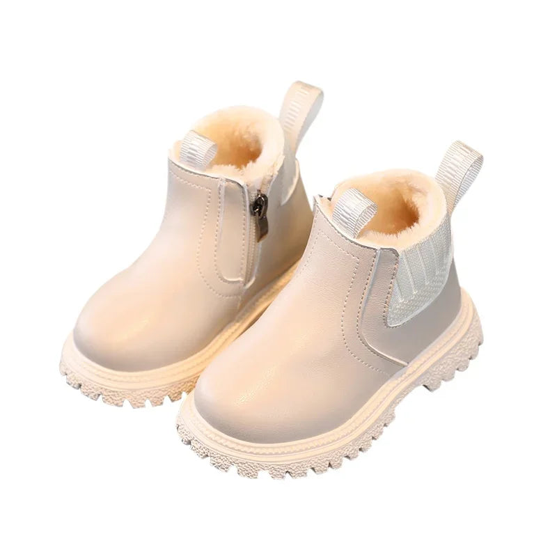 Brester Kids Boys Girls Boots - Zipper Non-Slip Leather Shoes