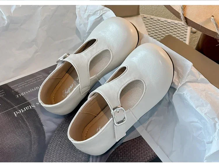 Girls Princess Shoes Black Round Toes 2025 New Fashion Kids Performance Shoes Pu Leather Non-slip Children Flat Shoes Hook&loop