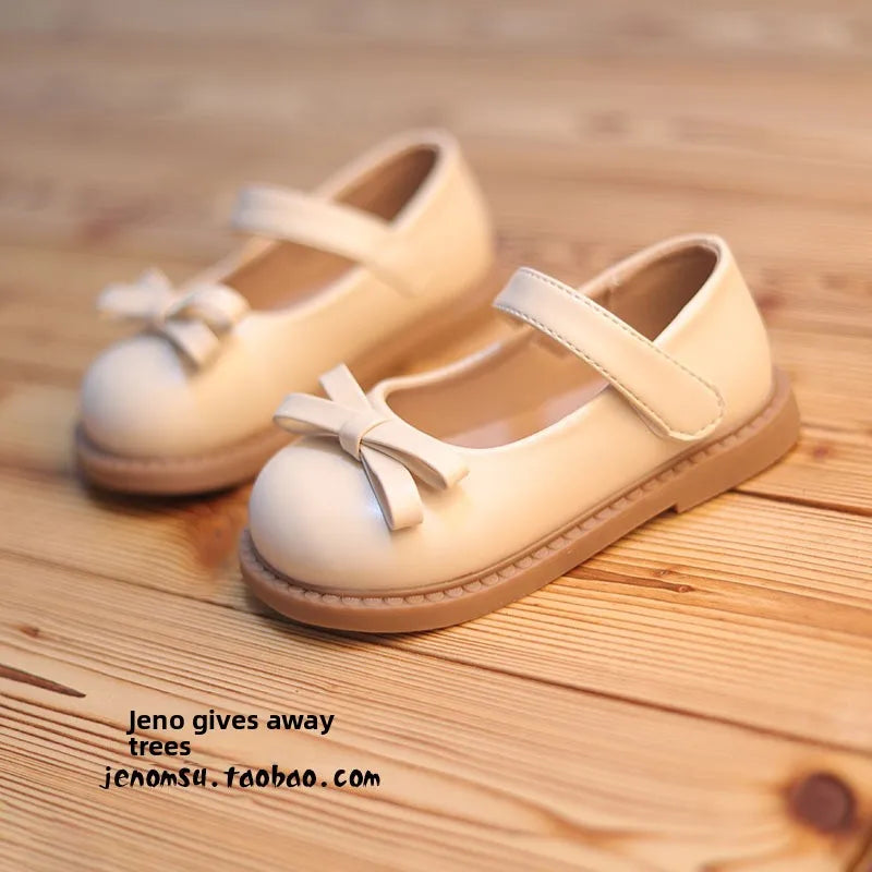 Little Girls Shoes Spring Autumn Kids Soft PU Leather Shoes for Girl School Mary Jane Cute Sweet Flats Shoes  Beige, Black