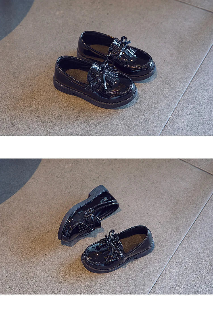 Athena Girls Leather Casual Shoes - Slip-on Loafers with Tassels