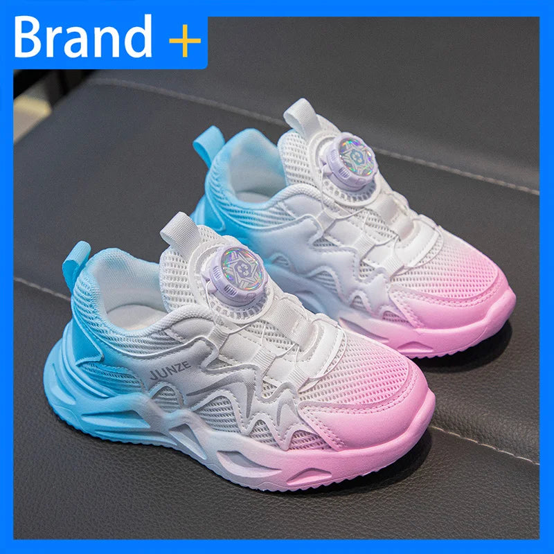 Girls Sports Shoes Pink Mesh Breathable Lightweight Running Shoes