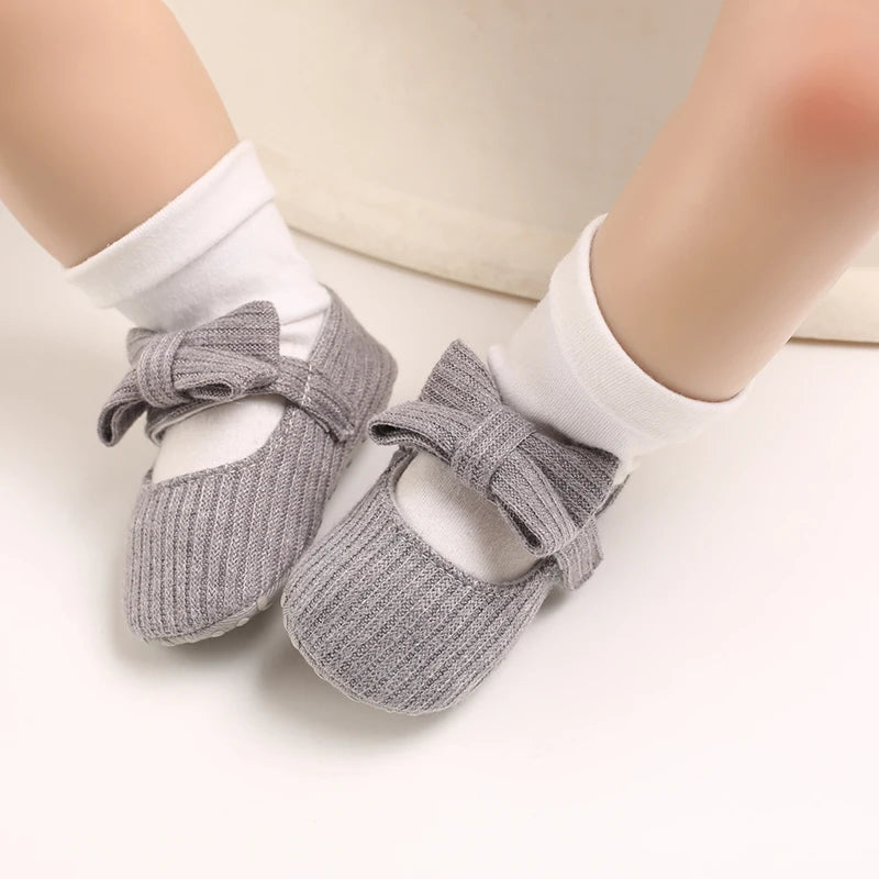 Cute Baby Girl Shoes Knitted Cotton Flat Shoes Arched Soft Sole 0-18M Newborn Princess Shoes