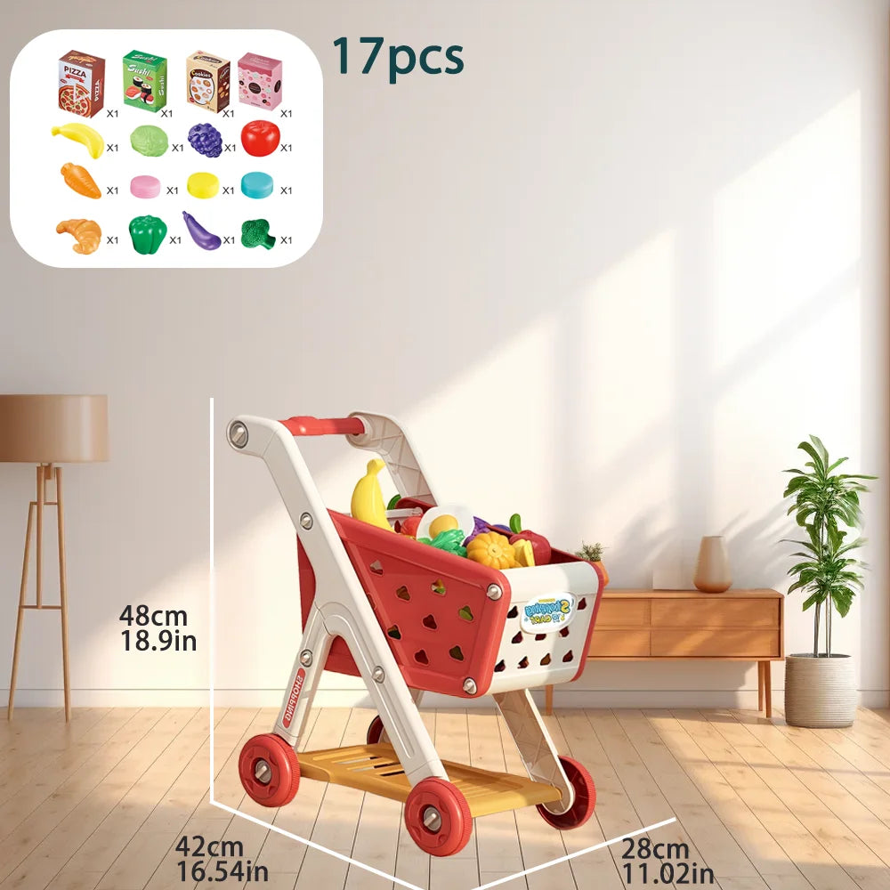 Kids Simulation Shopping Cart Toy Pretend Play Supermarket