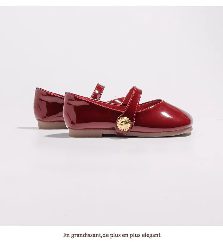 Zapatos Niña Girl Leather Shoe New Red Princess Shoes Summer Flat Sole Single Shoe Mary Jane Shoe Lolita Shoes Girl Kids Shoes