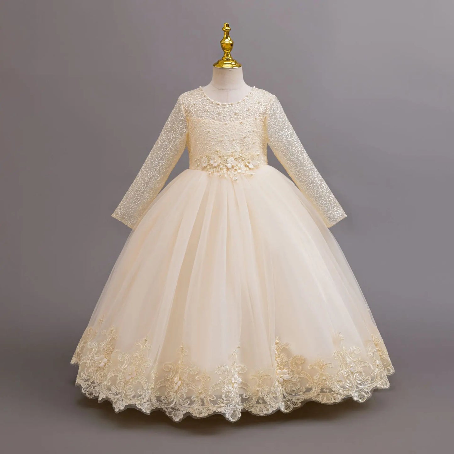 New Girl Wedding Dress White Long Lace Princess Dress