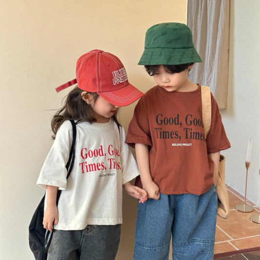 Emma Fashion Loose Children Letter Print  Tees Kid Casual