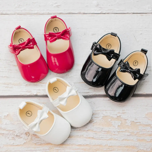 Meckior Baby Girls Shoes Bowknot Princess Dress Shoes PU Anti-slip Soft Sole