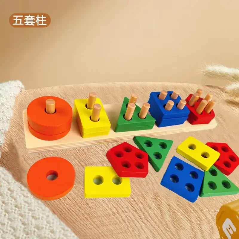 Montessori Wooden Sorting Stacking Toys for Toddlers