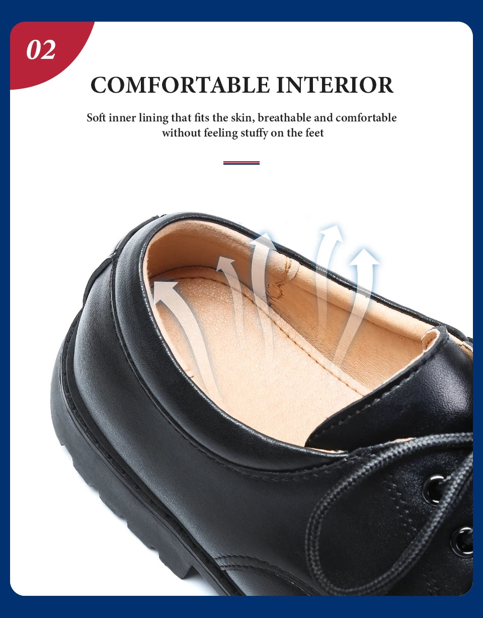 Soft Bottom School Shoes for Boys Middle School Student British Black