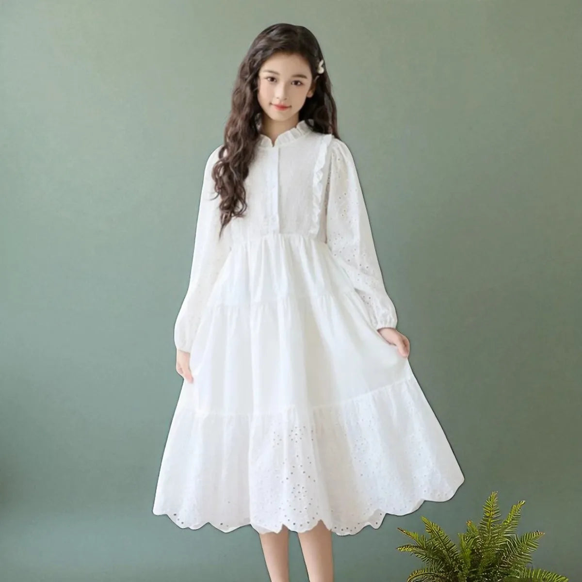 Girls outfits White Princess Dresses for Kids Party Maxi Dress