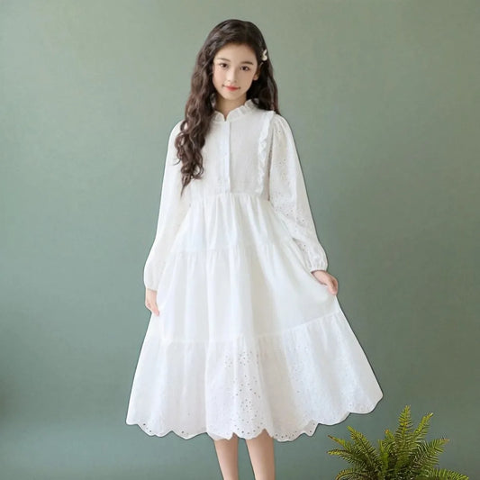 Girls outfits White Princess Dresses for Kids Party Maxi Dress