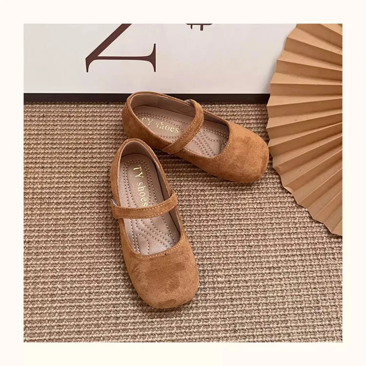 Spring Suede Mary Jane Shoes for Girls Vintage French Style Children Flat Shoe Easy Wear Adjustable Strap Children Shoes 23-35