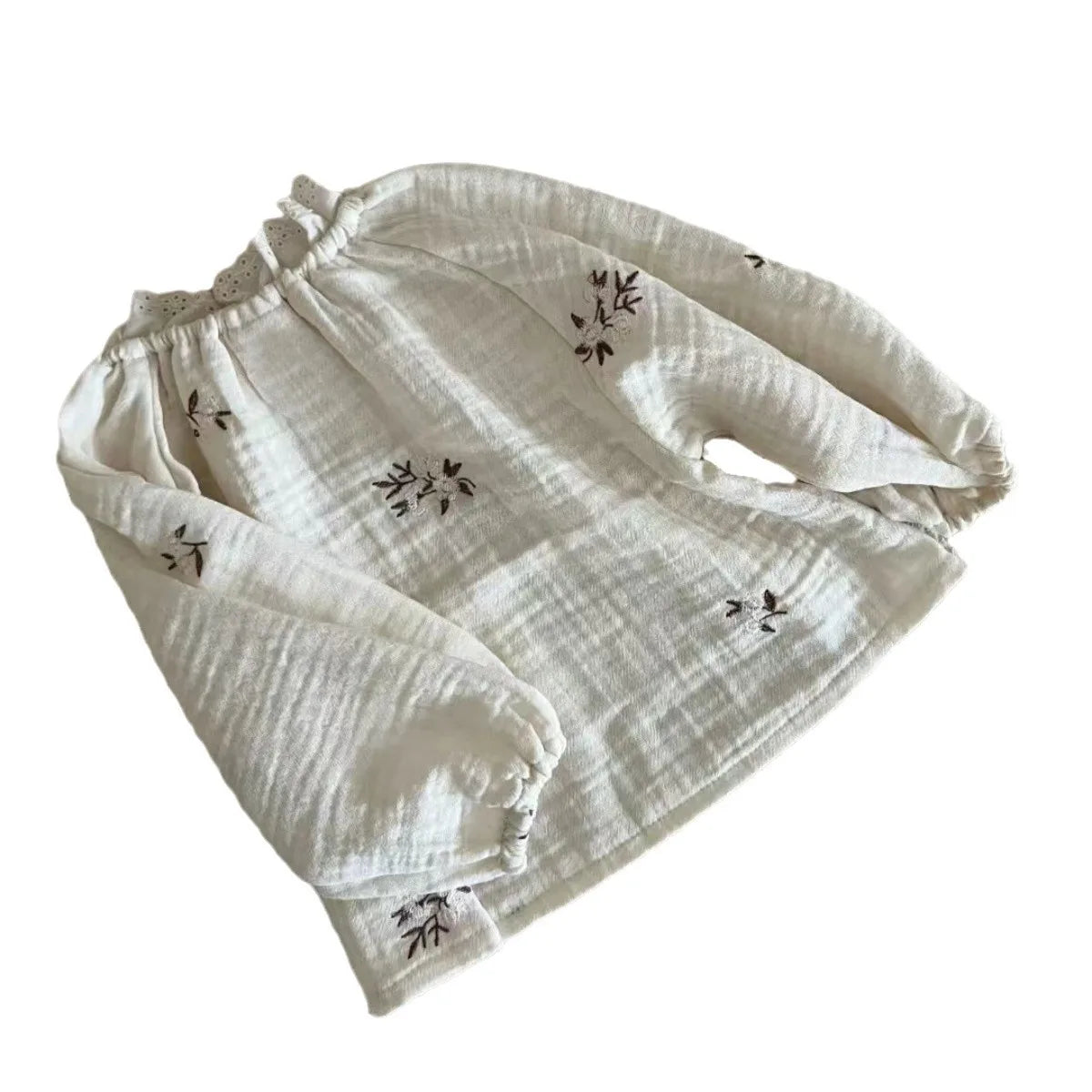 Jazmine Flower Embroidery Long Sleeve Tops