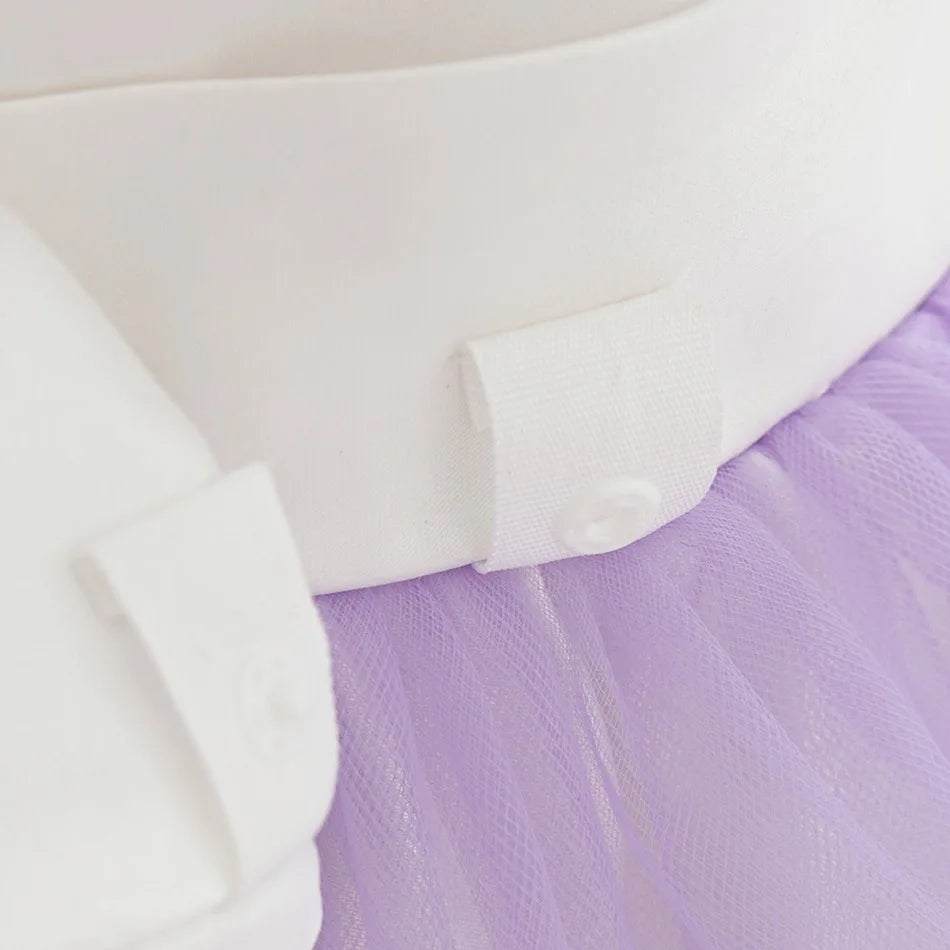 New Baby Girls 1st Princess Dress Infant Three-dimensional Flower One-word Shoulder Mesh Dress Baby Girl Performance Dress ASQ03