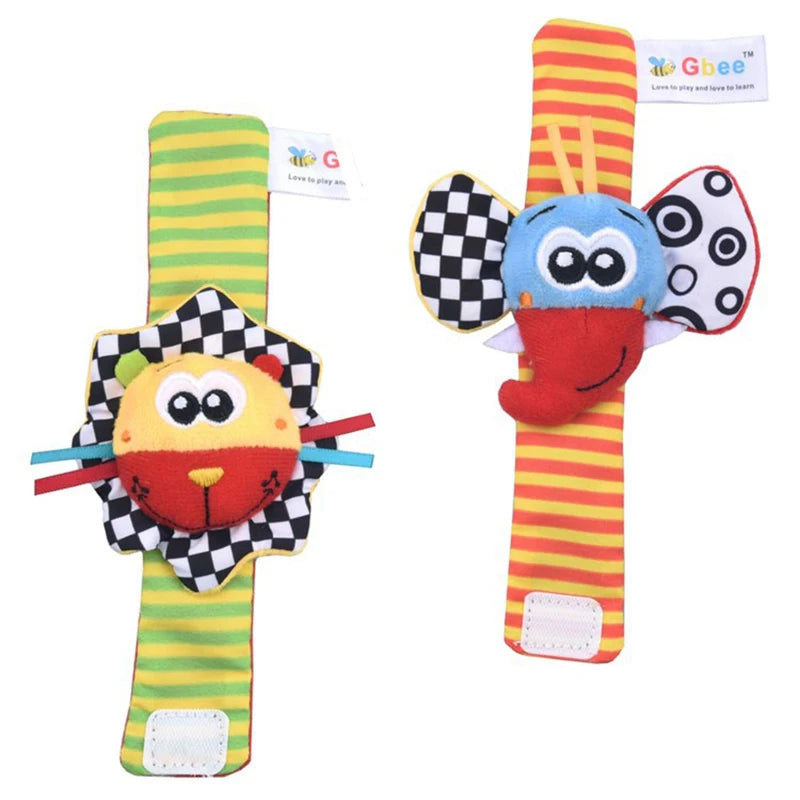 Baby Wrist Rattles Socks Newborn Animal Socks Infants Foot Finder 0-12 Months