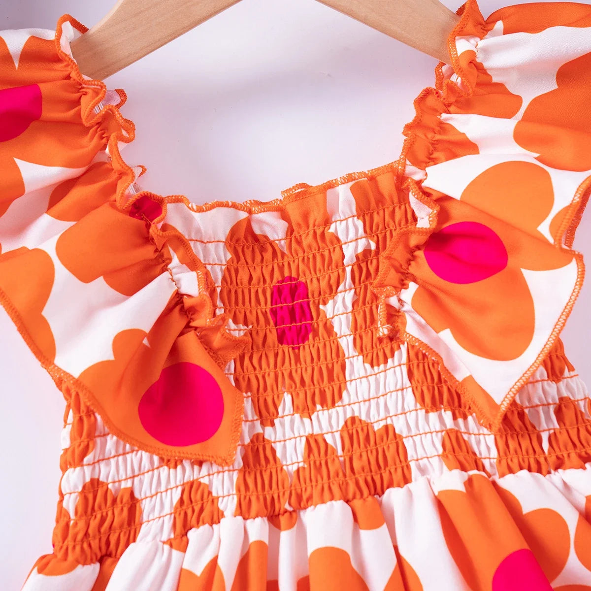 Summer Girls New Flying Sleeve Dress Floral Print Skirt