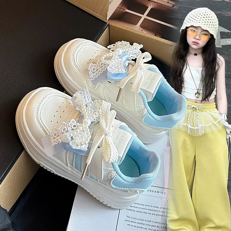 Girls Sports Shoes for Students Casual Shoes Princess Style Soft Bottom 2026 Brand New Children Tennis Shoes Breathable Non-slip